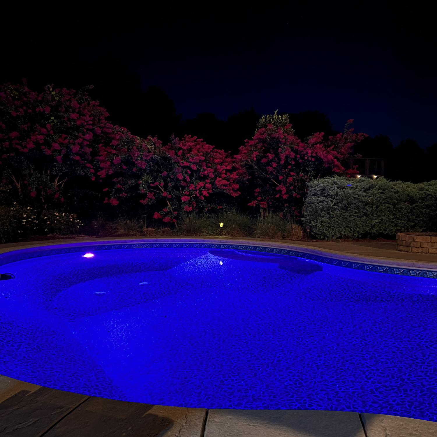 Of course, Jon had to show off the our pool lights… lol