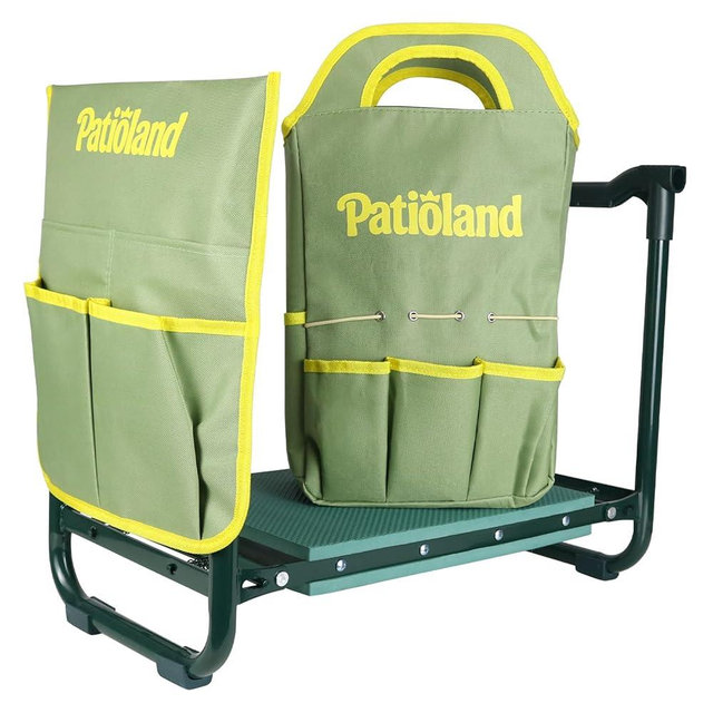 Garden Kneeler and Seat with 1 Gardening Tool Pouch and 1 Tool Bag, 10.2" Widen Heavy Duty Thicken Soft Kneeling Pad, Folding Garden Stool, Outdoor Yard Work Seat, Ideal Gardening Gifts for Mom, Women