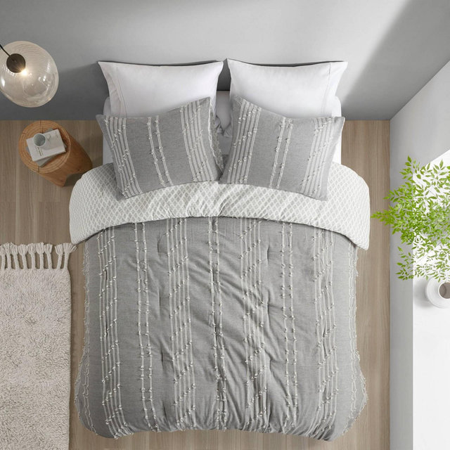 Ink+Ivy 3pc Full/Queen Kara Jacquard Comforter Set Gray