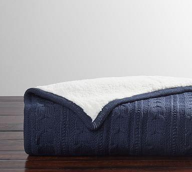 Cozy Cable Knit Throw, 50 x 60", Sailor Blue