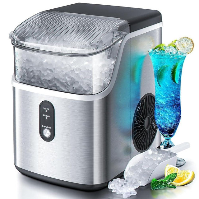Antarctic Star Nugget Ice Maker Countertop,Ready in 6 Mins, 36Lbs Every 24H, Self-Cleaning, One Button Operation,for Home/Kitchen/Camping/RV. (Silver)