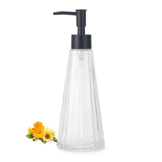 IVAILEX 10oz/300ml Hand Soap Dispenser Bathroom, Kitchen Soap Dispenser, Glass Soap Dispenser with Black Rust Proof Pump, Liquid Soap Dispenser with Elegant and Beautiful Color (clear)
