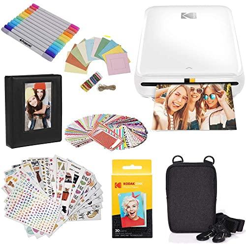 KODAK Step Printer Wireless Mobile Photo Printer with Zink Zero Ink Technology & Kodak App for iOS & Android (White) Gift Bundle
