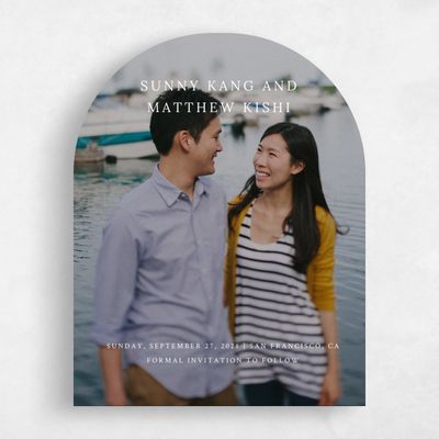 White Arch Wedding Save the Date - Montecillo Photo