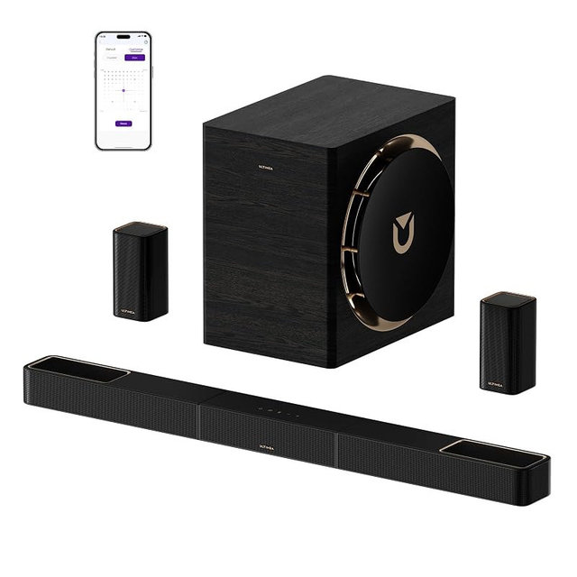 ULTIMEA Skywave X70 7.1.4ch Professional Wireless Surround Sound System for TV w/Dolby Atmos, 980W Sound Bar with 10" Wireless Subwoofer, 20Hz Low Frequency, GaN Amplifier, 4K HDR Pass-Through