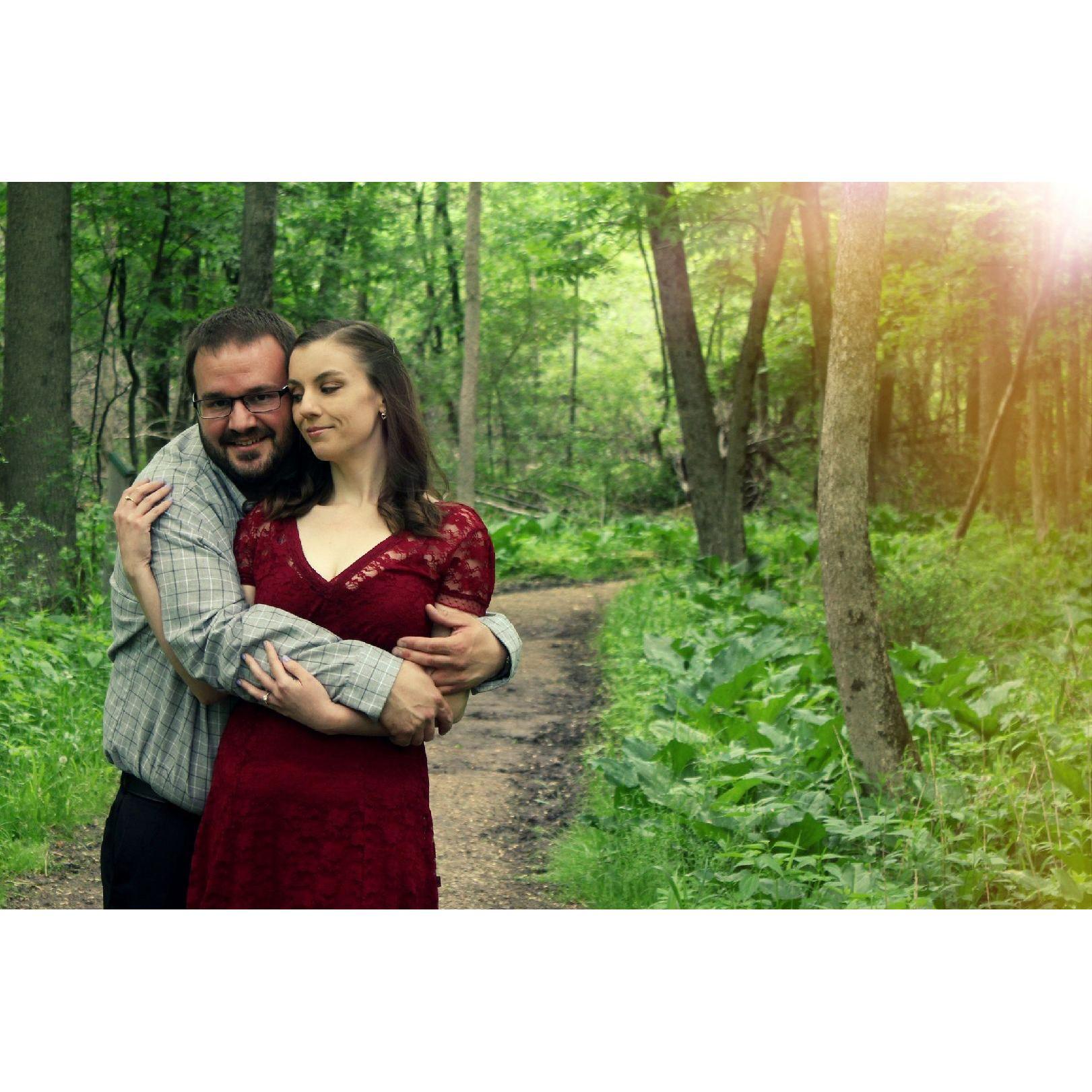 This is our first engagement photo our photographer sent to us. We were nervous, but it ended up being a magical day.