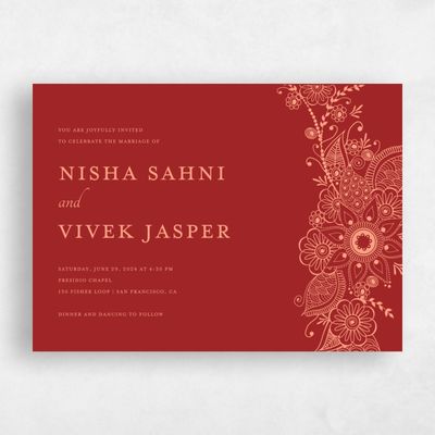 Dark Red Wedding Invitation - Sambac Landscape
