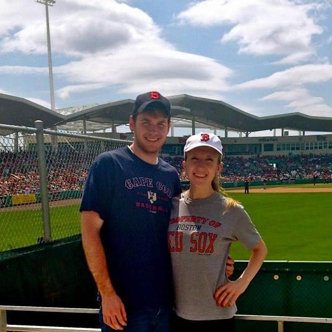 Sam and Nicoletta at baseball spring training in Fort Myers, rooting for the Red Sox as always.