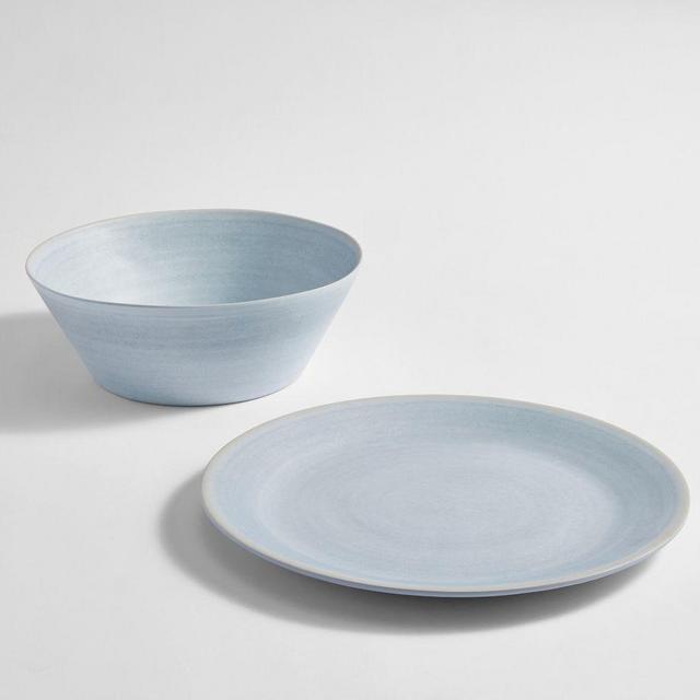 Larkin Melamine Serving Bowl & Patter Set - Chambray
