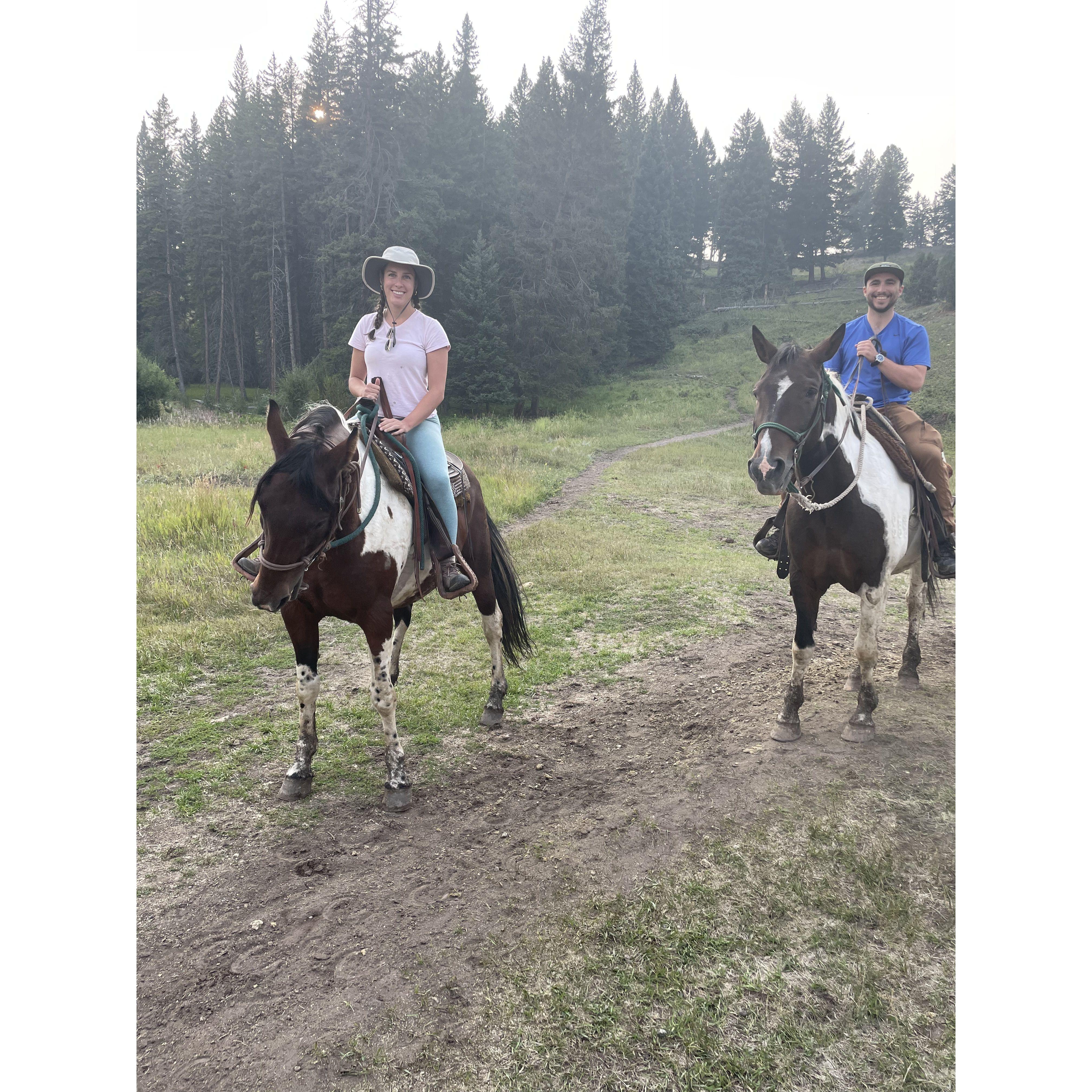 Riding horses in Yellowstone, August 2021