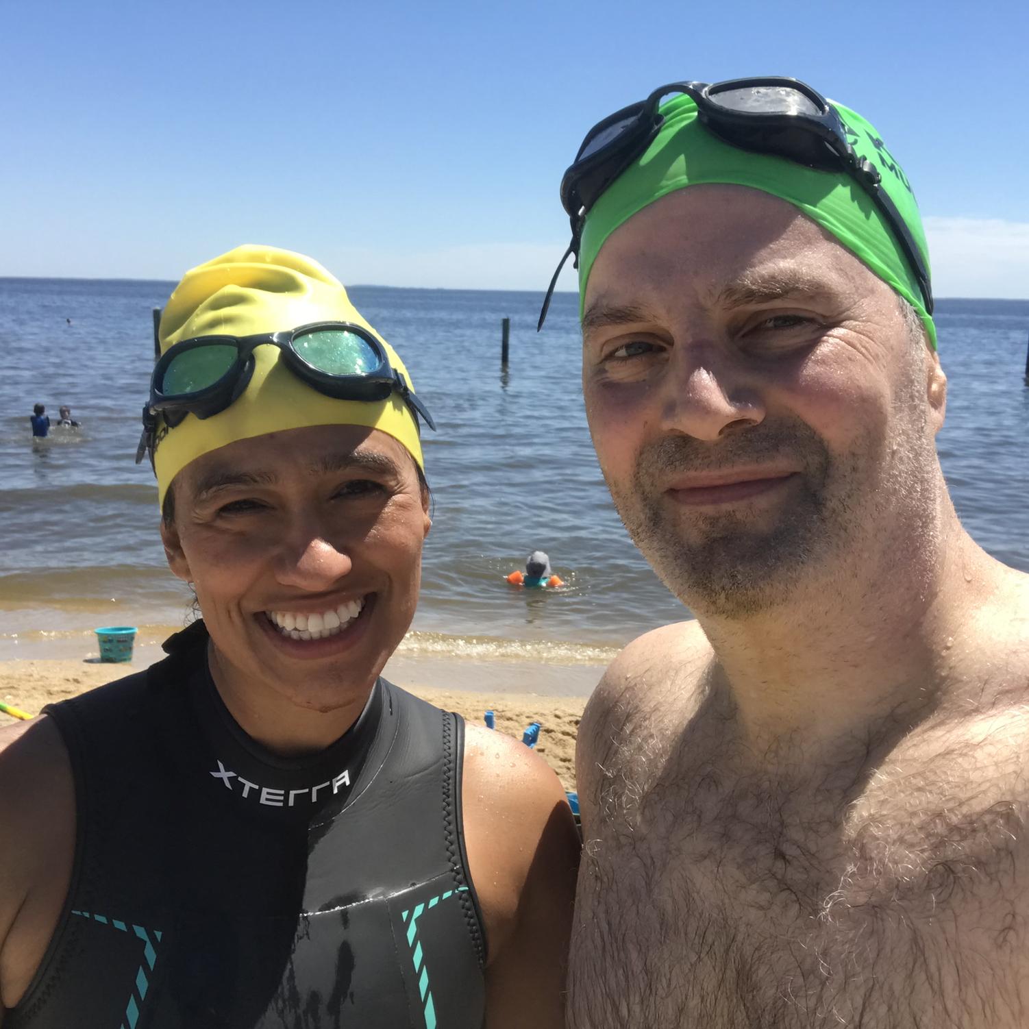 Open water swim practice on the South River near Annapolis.