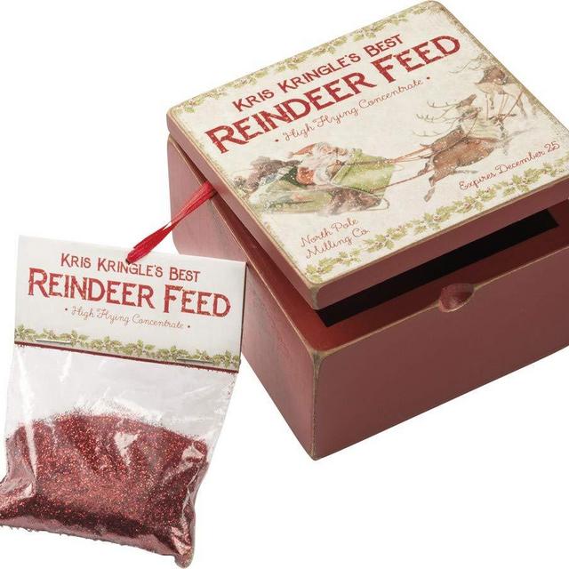 Primitives by Kathy Rustic Christmas Hinged Box, Reindeer Feed