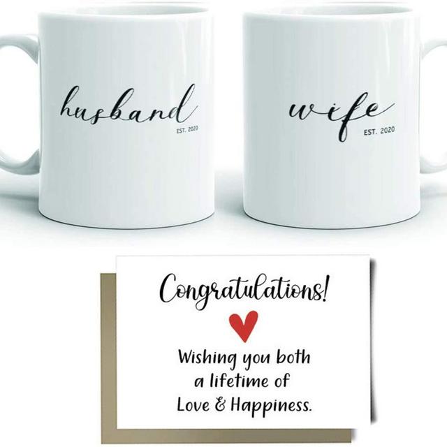 Husband and Wife EST 2020 Mug Wedding Gift Set