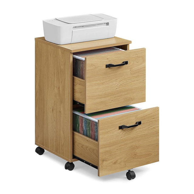 VASAGLE 2-Drawer File Cabinet, Filing Cabinet for Home Office, Small Rolling File Cabinet, Printer Stand, for A4, Letter-Size Files, Hanging File Folders, Industrial, Straw Yellow UOFC040Y70