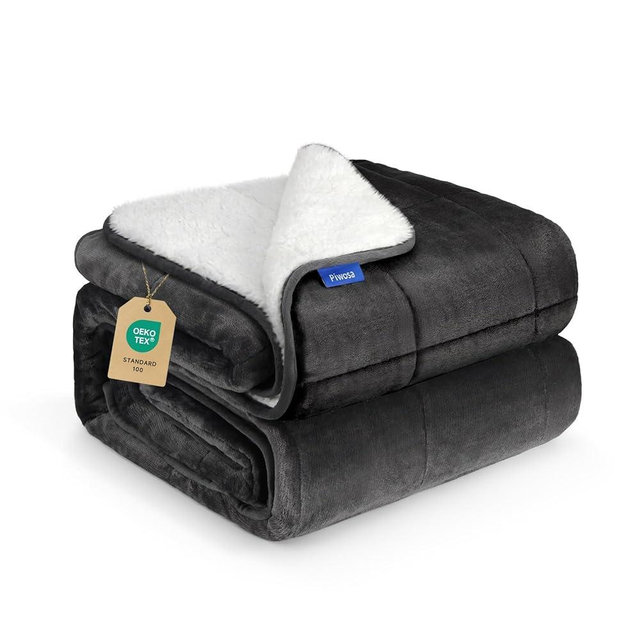Weighted Blanket for Adults 15 Pounds 60x80 inches, Sherpa Fleece Throw Blanket Queen Size with Soft Plush Flannel Top, Fuzzy Fluffy Cozy Warm and Thick Heavy Blanket for Winter