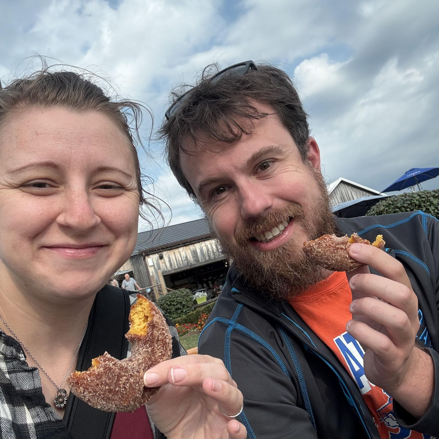 Colin's first time trying apple cider donuts