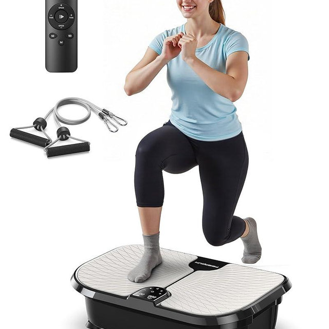 FEIERDUN Vibration Plate Exercise Machine, 400 LBS Capacity Vibration Plate for Lymphatic Drainage, Max Space for Whole-Body Workout & Relaxation at Home