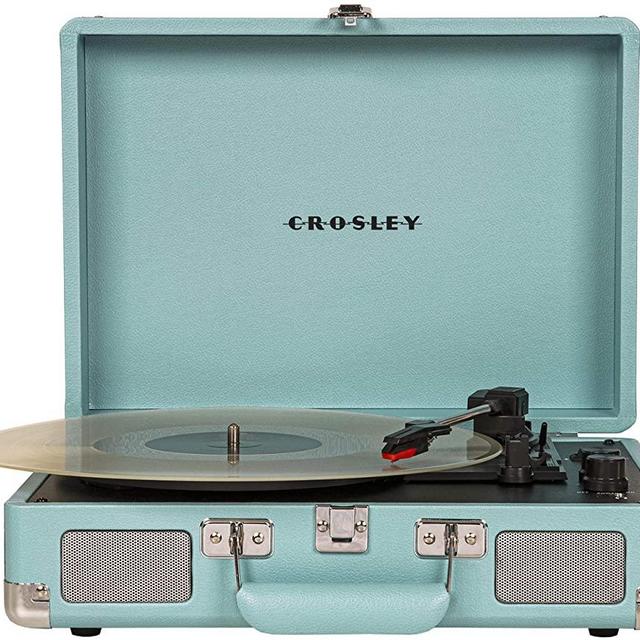Crosley CR8005D-TQ Cruiser Deluxe Vintage 3-Speed Bluetooth Suitcase Turntable, Turquoise