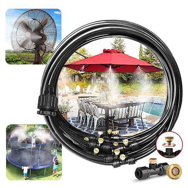 Landgarden Outdoor Misting Cooling System,33ft Misting Line,11 Brass Mist Nozzles for Patio Garden Greenhouse
