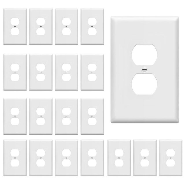 ENERLITES Jumbo Duplex Receptacle Outlet Wall Plate, Large Electrical Outlet Covers, Over-Size 1-Gang 5.5" x 3.5", Polycarbonate Thermoplastic, 8821O-W-20PCS, White (20 Pack)