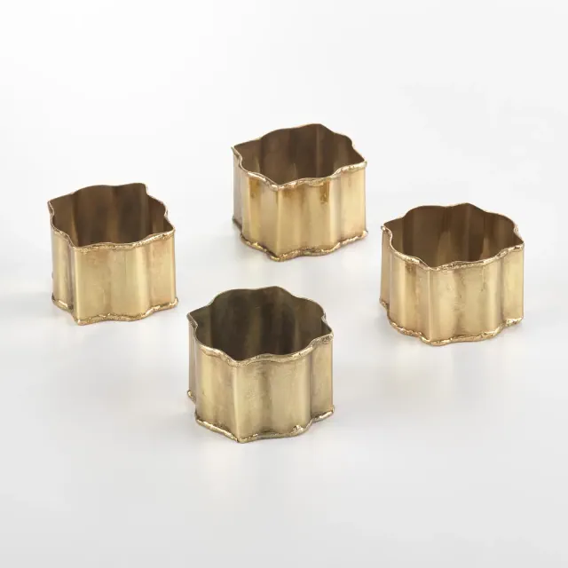 Saro Lifestyle Napkin Holder Rings With Round Classic Design , Gold