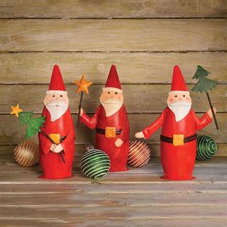 Painted Metal Santa Trio, Set of 3