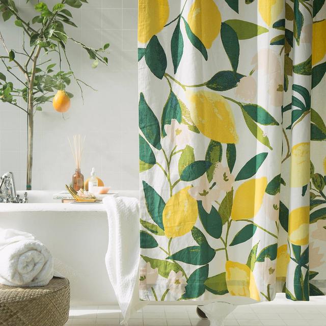 Allover Fruits Shower Curtain - Lemon