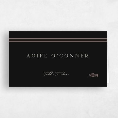 Black Wedding Place Card - Sarnai Fish