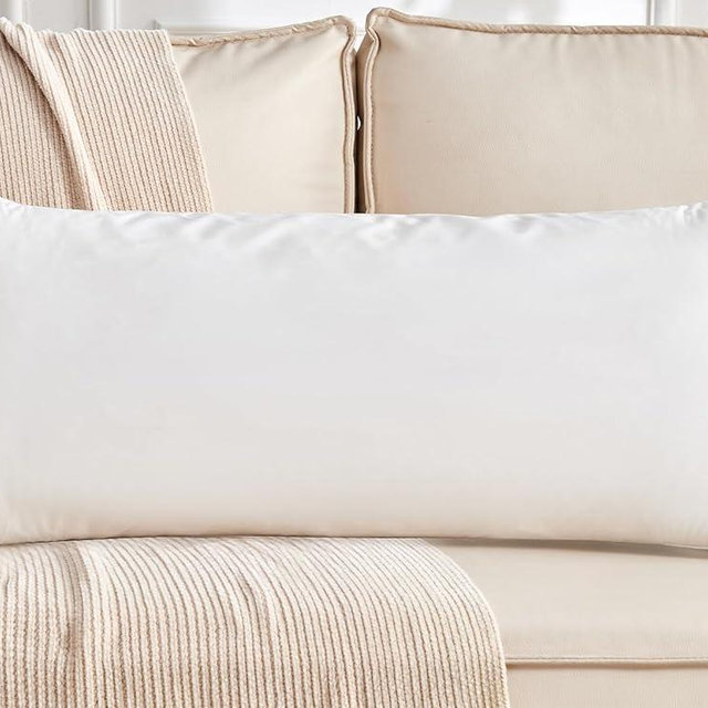 KUSNUG Organic Feather Down Lumbar Pillow Inserts (14x36 Inch) - 100% Cotton Shell, Filling of Feathers & Memory Foam, Rectangular Decorative Pillow Form Core for Couch, Sofa, and Bed