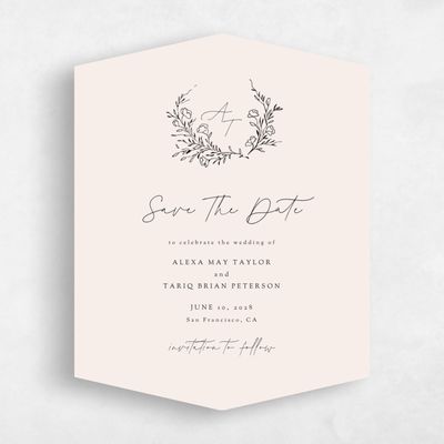 Beige Diamond Wedding Save the Date - Marnina Portrait