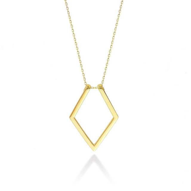 Ring Holder Necklace, Geometric Ring Keeper Pendant, Magical Ring Saver Necklace (18K Gold Plated, C2 18")