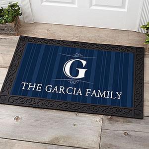 Elegant Monogram Personalized Doormat- 20x35 With Rubber Mat