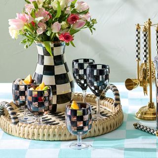 Check Acrylic Water Goblet, Set of 4