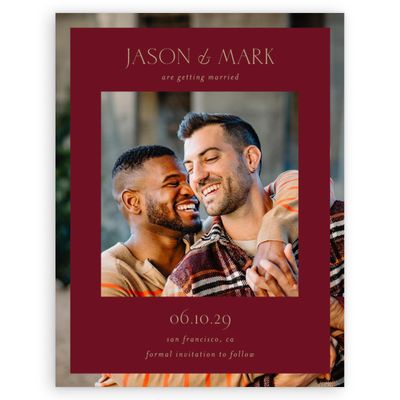 Dark Burgundy, Red Wedding Digital Save the Date - Reinette Photo