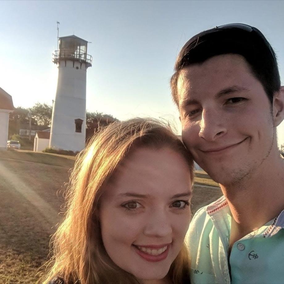 Our first vacation together! 
We went to Cape Cod and enjoyed the very cold ocean.
