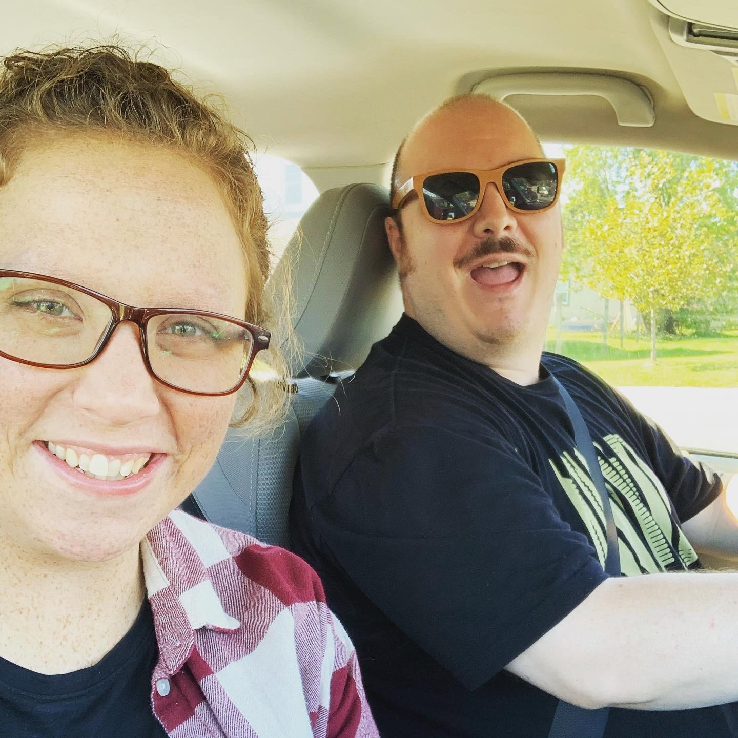 On our first double wedding weekend. A total of 14 hours in the car together over the course of 3 days.