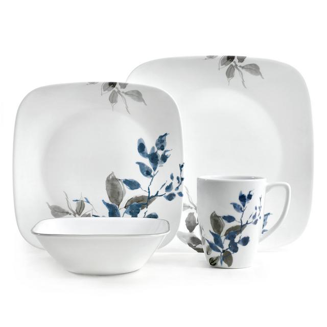 Corelle Boutique Square Kyoto Night 16-Piece Dinnerware Set, Service for 4