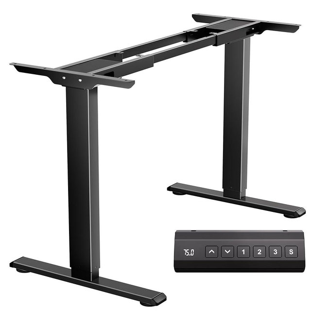 CROWNFURN Dual Motor Electric Standing Desk Frame,Height Adjustable Desk Legs with 330 lbs Capacity,Ergonomic Sit Stand Up Base Workstation for Home Office,Black Frame Only