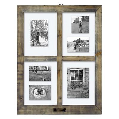 4 Opening Windowpane Collage Frame Weathered Wood - Threshold™