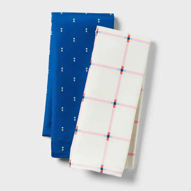 2pk Microfiber Body Pillow Cover Blue Dot/Grid - Room Essentials ™