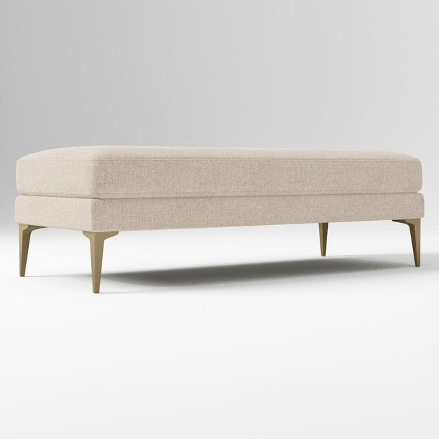 Andes Bench, Performance Coastal Linen Sand, Blackened Brass