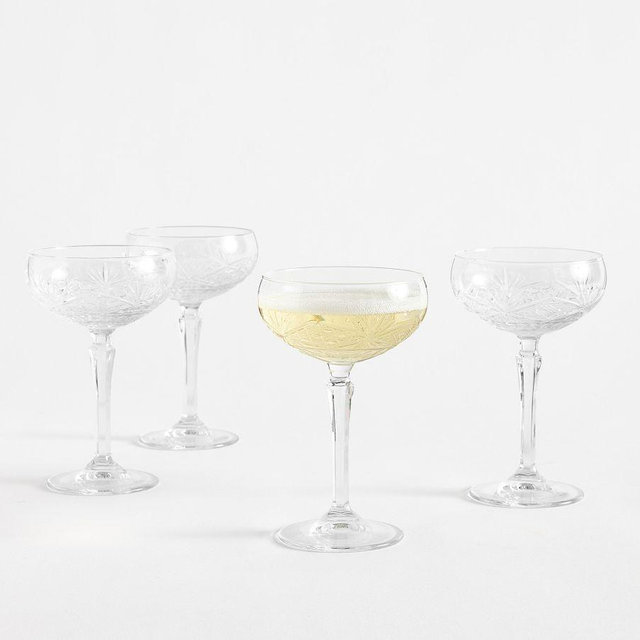 Antique Cut Martini Glasses, Set of 4 - Clear