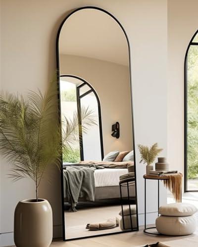 BEVERDY Full Length Mirror, Floor Mirror, 18"×58" Arched Full Length Mirror with Stand, Full Body Mirror, Standing Mirror, Wall Mounted Mirror for Bedroom, Living Room, Black