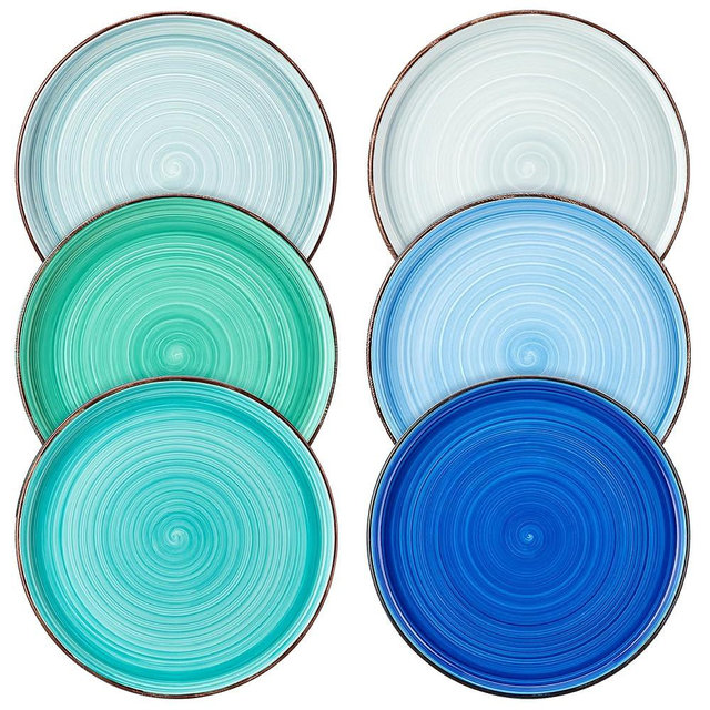 vancasso Bonita 8.5 inch Salad Plates, Ceramic Small Dinner Plates Set, Dessert Plates Set of 6, Microwave,Oven and Dishwasher Safe, Blue