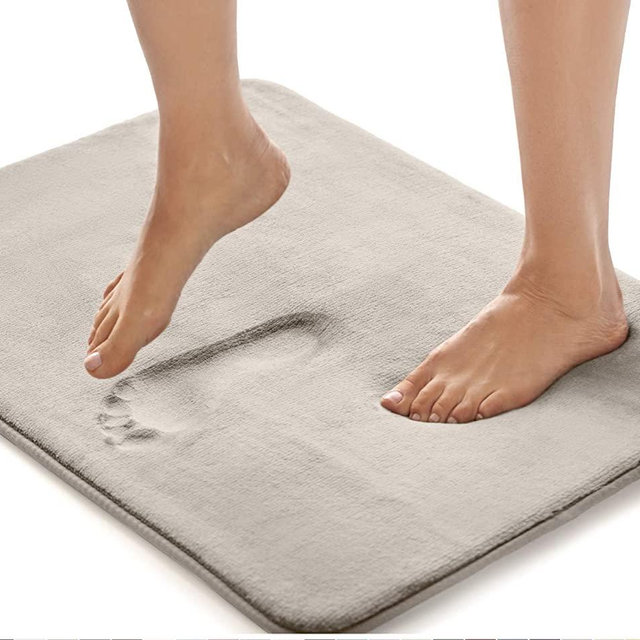 GORILLA GRIP Original Thick Memory Foam Bath Rug, 36x24, Cushioned, Soft Floor Mats, Absorbent Premium Bathroom Mat Rugs, Machine Washable, Luxury Plush Comfortable Carpet for Bath Room, Taupe