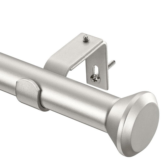 SIMEWIN Heavy Duty Curtain Rods for Windows 28 to 48 Inches, 1 Inch Silver Adjustable Curtain Rods with Diamond Finials (Silver,28-48)