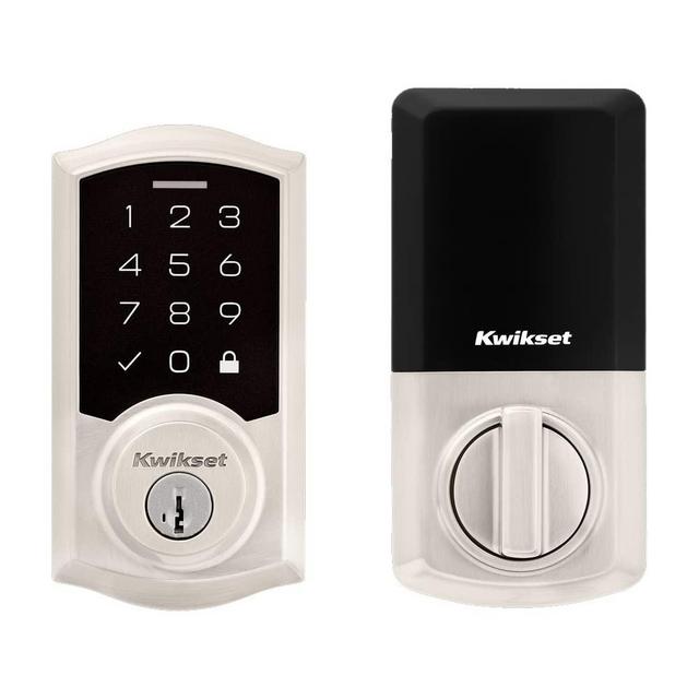 Kwikset SmartCode 270 Keyless Electronic Touchpad Deadbolt, Auto Door Lock, SmartKey Re-Key Security, Satin Nickel