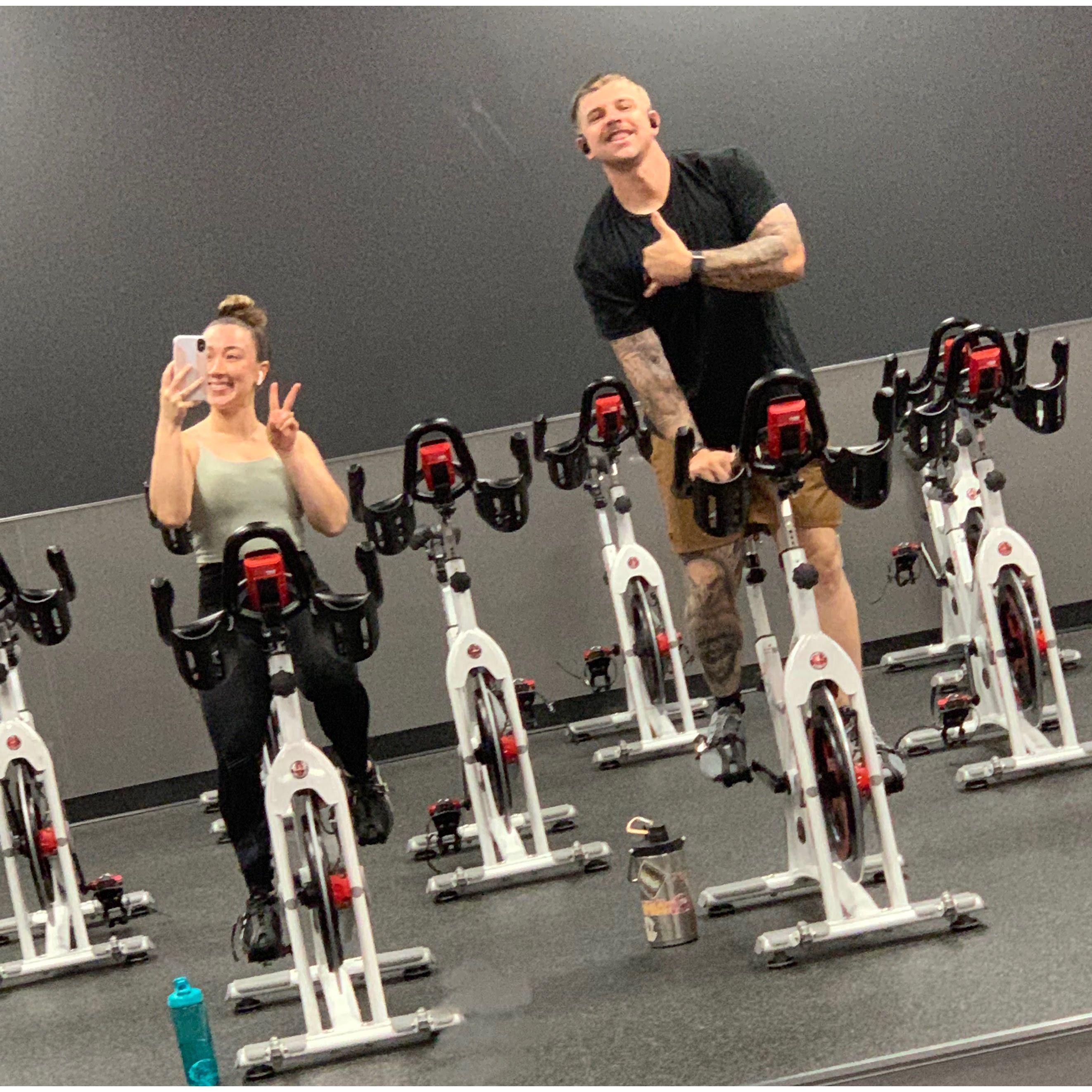 One of our favorite things to do together; cycling classes!