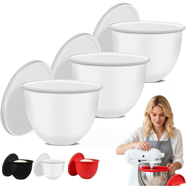 Silicone Bowl Insert for Kitchen Aid, Bowl Liners Silicone Bowl Liner for Kitchenaid Mixer Bowls 4.5&5 Qt Tilt Head Mixing, Replacement Accessories Mixaid Baking Cooking No Needed (3pcs-white)
