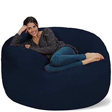 Chill Sack Bean Bag Chair: Giant 5' Memory Foam Furniture Bean Bag - Big Sofa with Soft Micro Fiber Cover - Navy